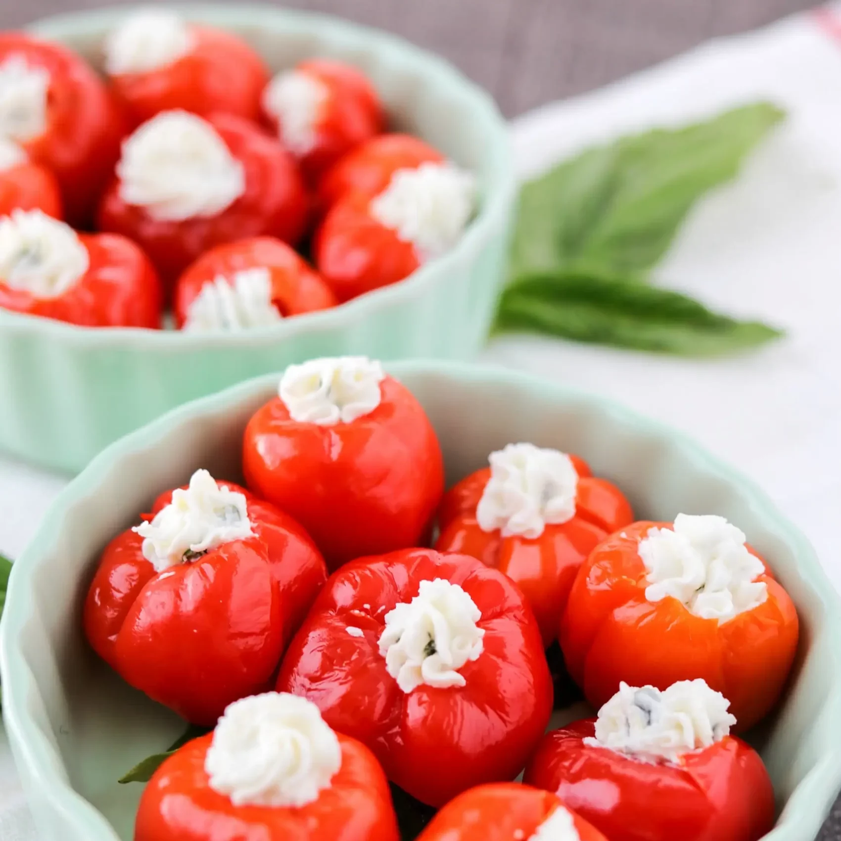 Red Bell Peppers stuffed with cheese
